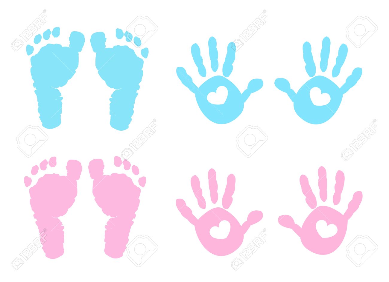 baby girl baby boy vector illustration hand and foot print royalty