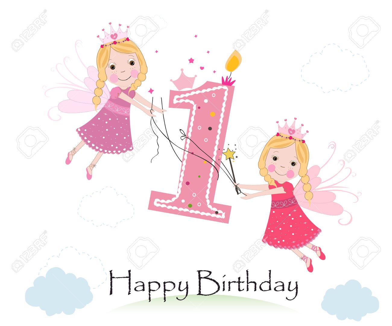 Happy First Birthday With Cute Fairy Tale Greeting Card Vector Royalty Free Cliparts Vectors And Stock Illustration Image Happy First Birthday With Cute Fairy Tale Greeting Card Vector Royalty Free Cliparts Vectors And Stock Illustration Image