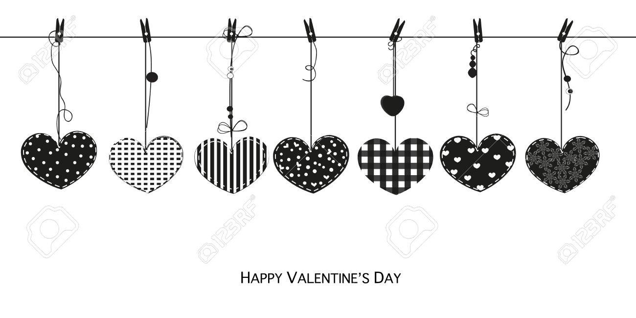 valentine heart clipart black and white