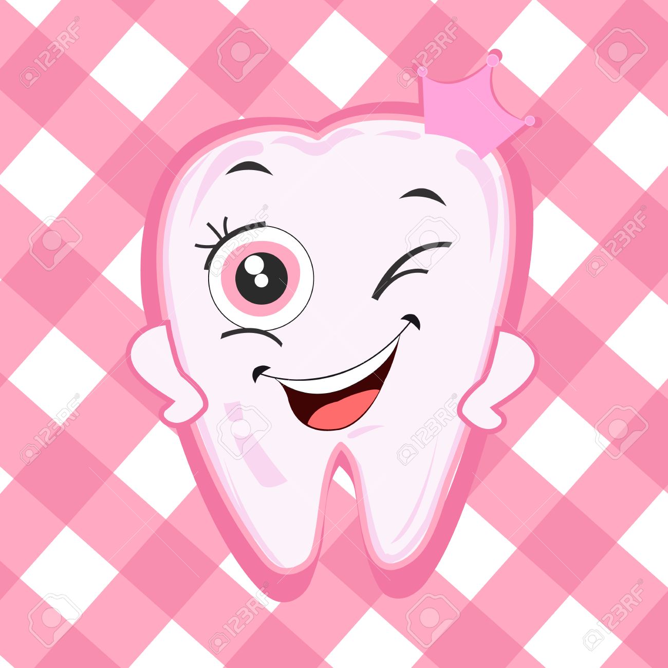 女の子のための赤ちゃんの最初の歯 歯の王冠のベクター イラスト のイラスト素材 ベクタ Image