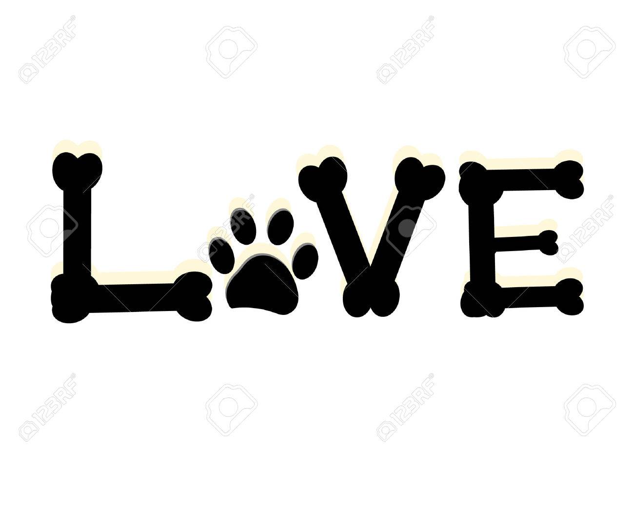 Pata De Perro Se Imprime Con La Palabra Amor Pete Pared