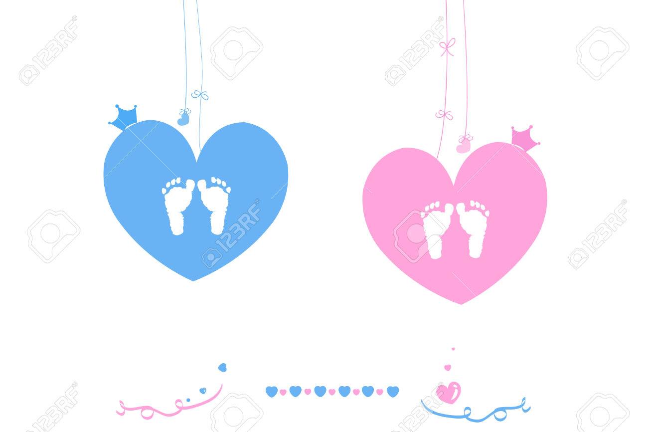 Twin Baby Jungen Und Madchen Baby Fussdruck Vektor Herz Mit Krone Lizenzfrei Nutzbare Vektorgrafiken Clip Arts Illustrationen Image 71883893