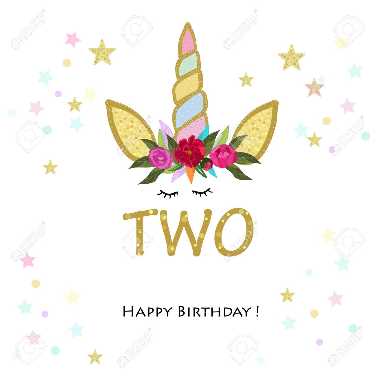 Birthday Greeting Card Design For 2 Year Old Template Royalty Free Cliparts Vectors And Stock Illustration Image 108457252