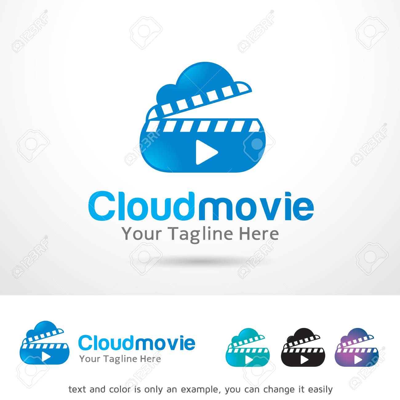 クラウド ムービー ロゴのテンプレート デザイン ベクトルのイラスト素材 ベクタ Image