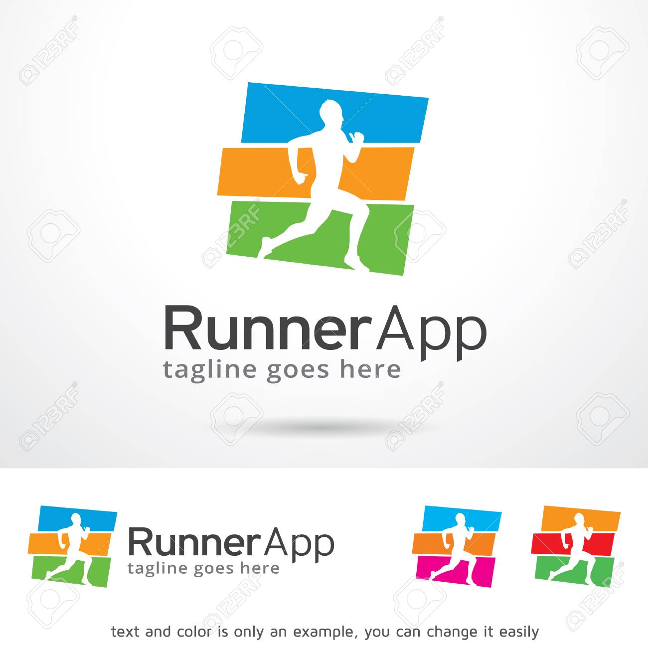 runner app logo template design vector royalty free cliparts