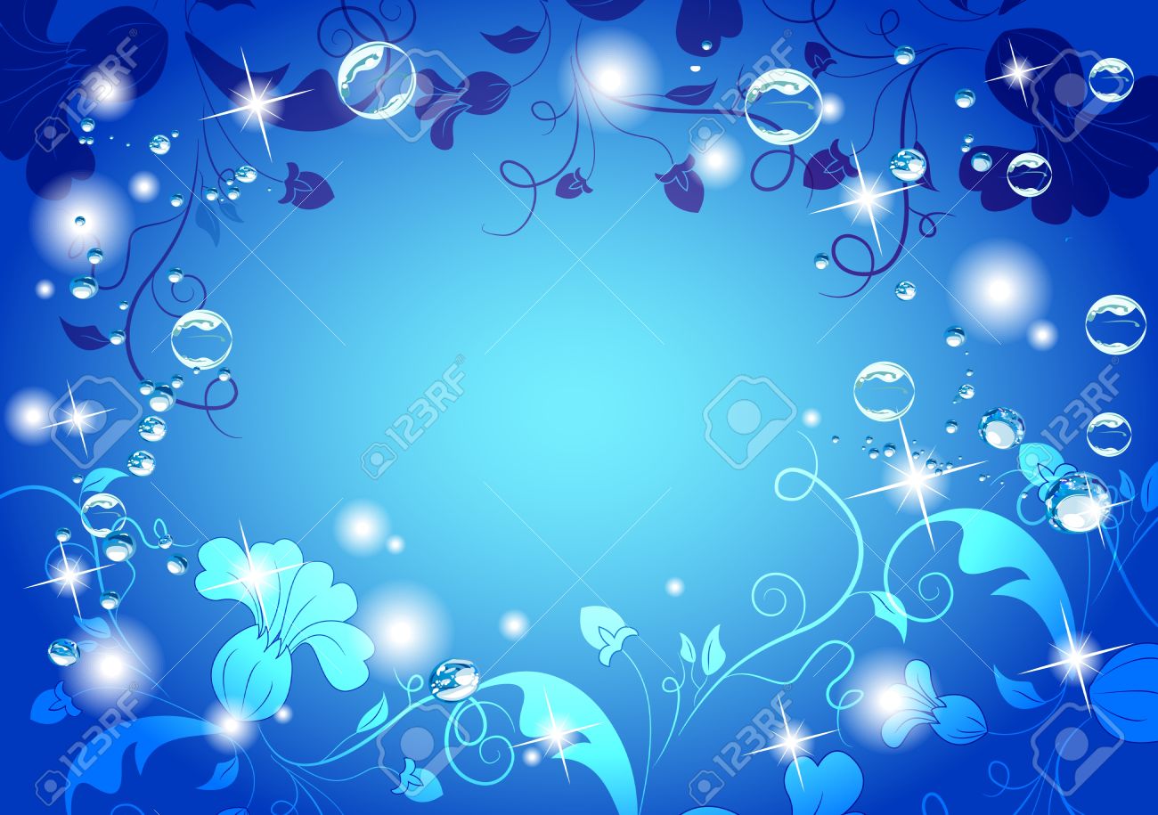 Bright Blue Background With Flowers, Stars And Water Bubbles. Beautiful  Colors. Royalty Free SVG, Cliparts, Vectors, And Stock Illustration. Image  8976714.