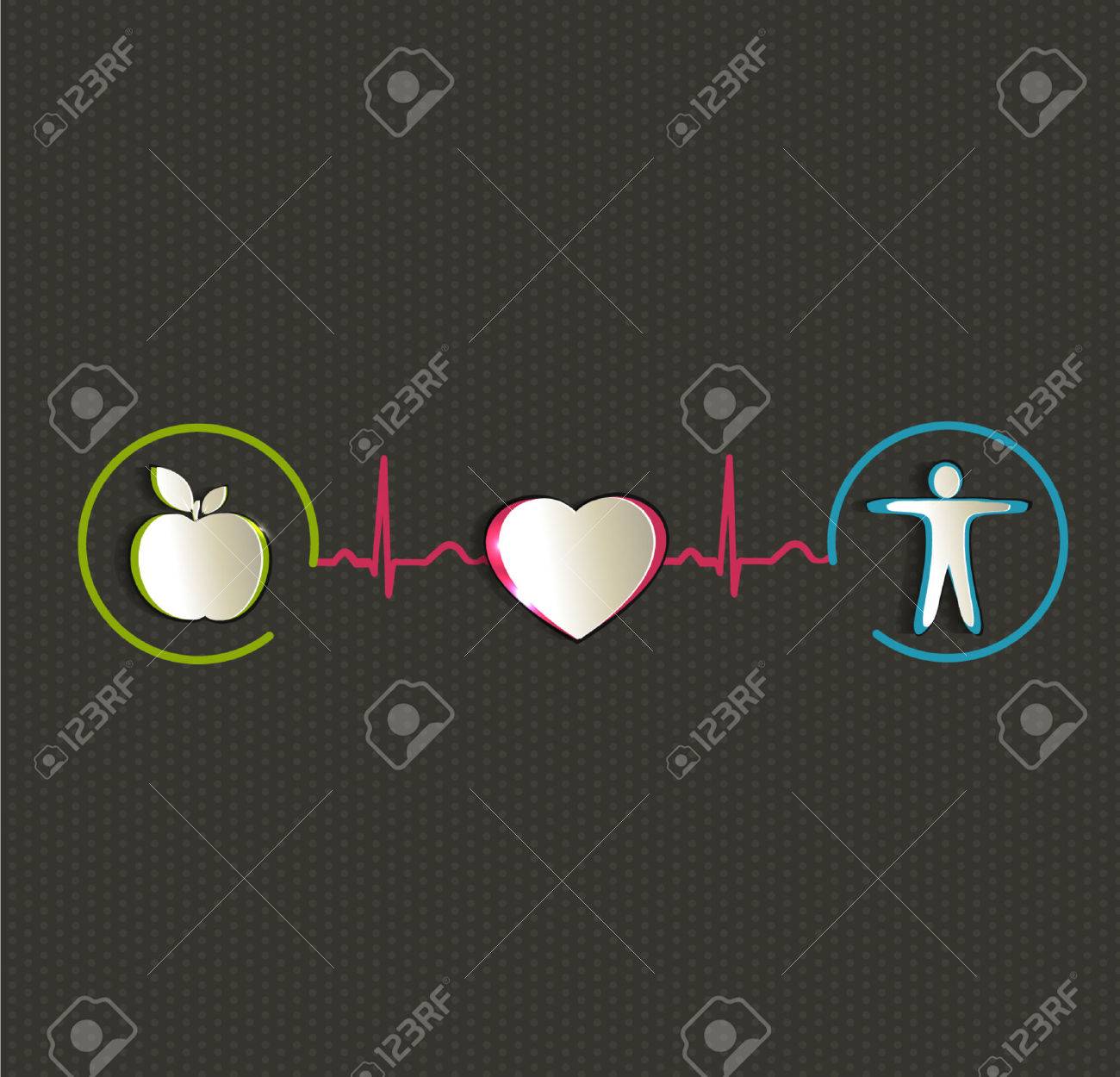 健康食品 フィットネス健康な心と生活につながるのイラスト素材 ベクタ Image 26040177