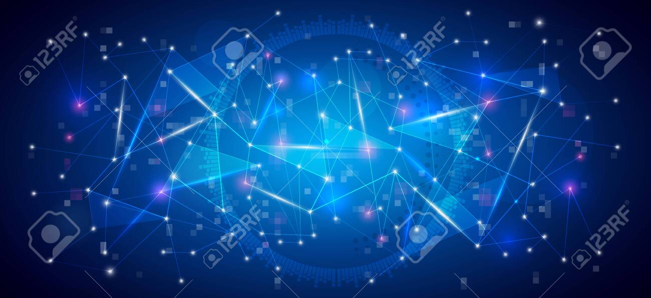 Abstract triangular lines and lights technology blue background, scientific technology design - 135429785 Abstract triangular lines and lights technology blue background, scientific technology design - 135429785