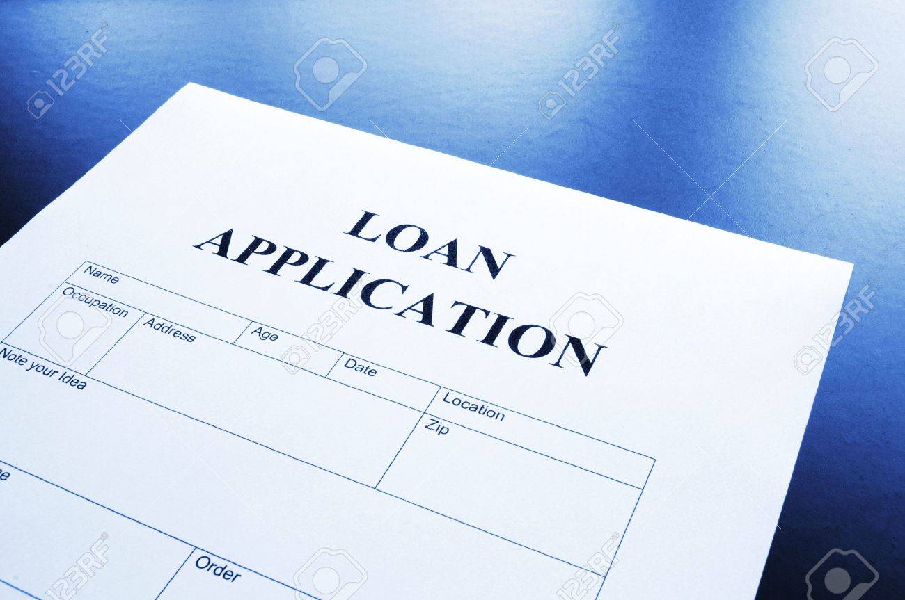 loan application form or document in bank office showing finance loan application form