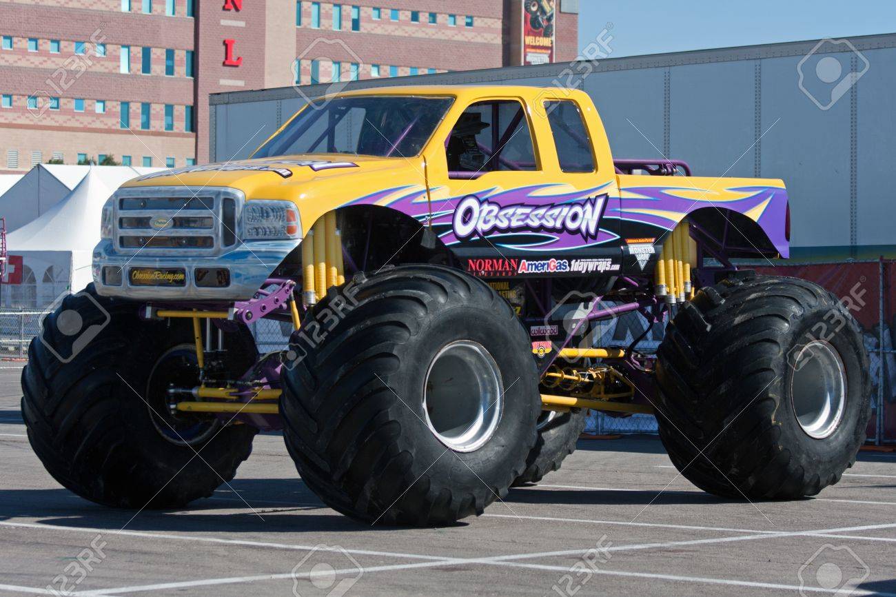 LAS VEGAS NEVADA - March 22: Obsession Monster Truck On Display For The Monster  Jam World Finals At The Silver Bowl Stadium On March 22, 2012 In Las Vegas  Nevada. Stock Photo,, image size:1300x866