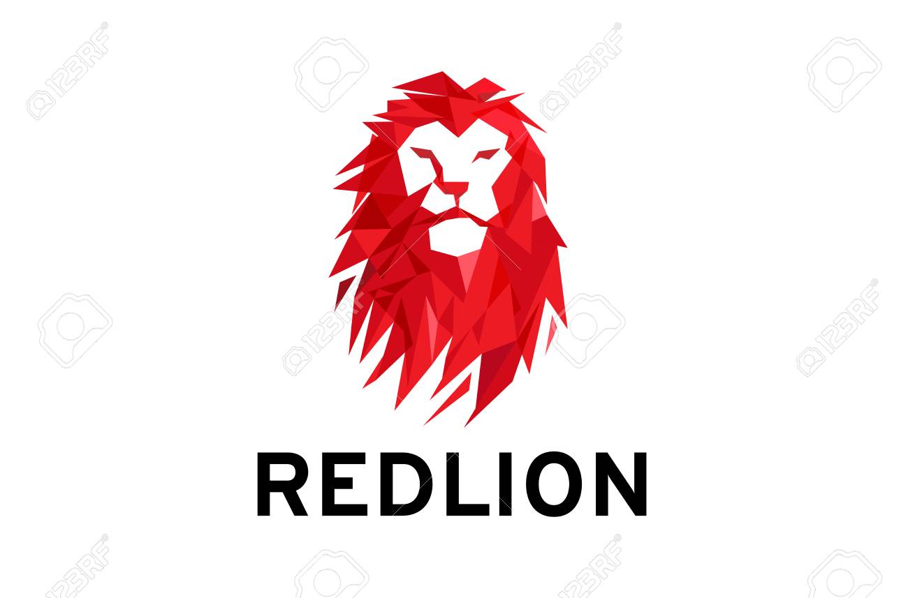 red lion head logo design illustration stock vector 90399211