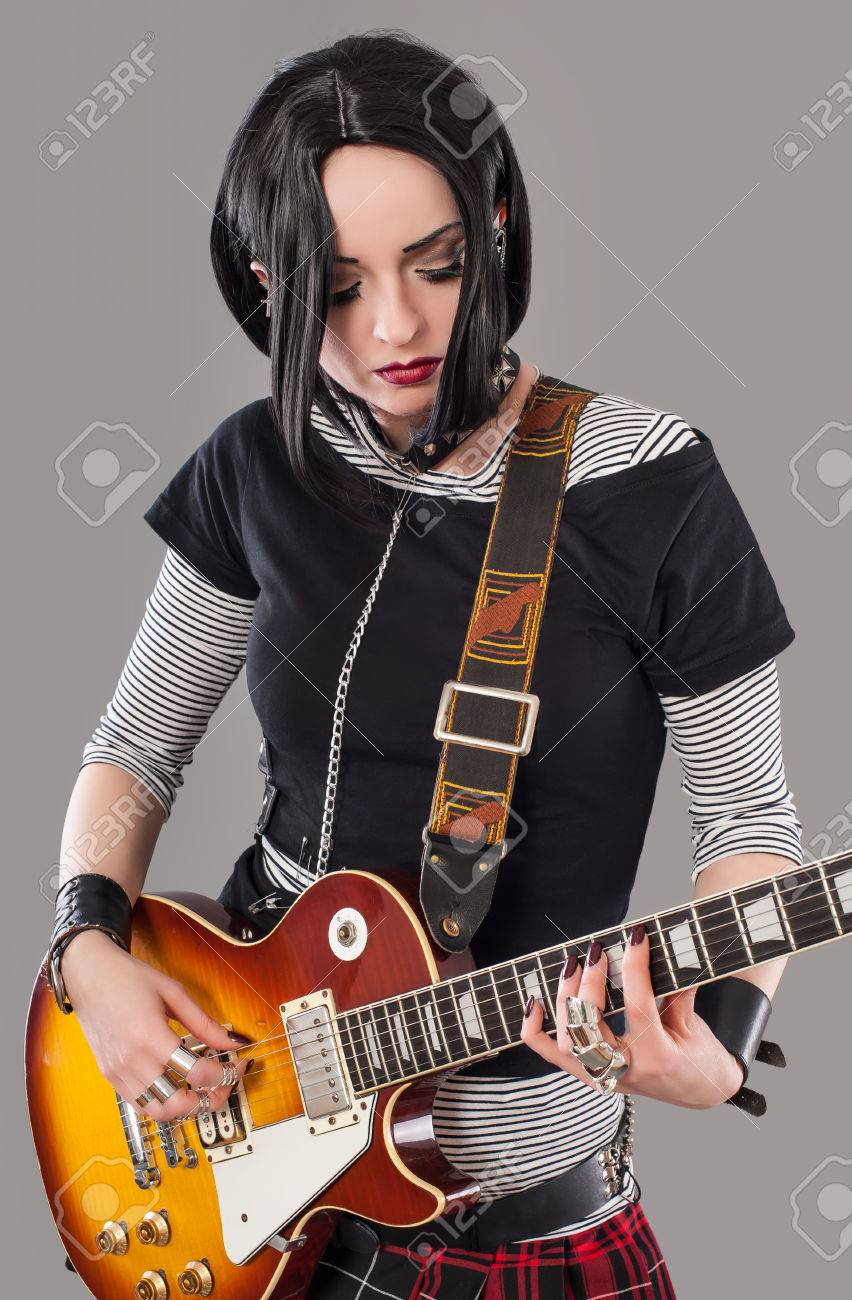 Hot girls with guitar weeping during sex