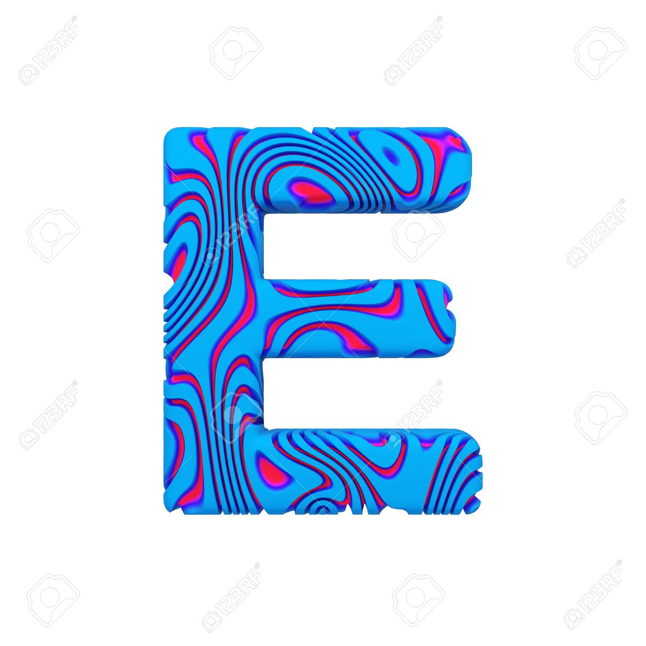 アルファベット文字E大文字。青い太字のサインで作られた