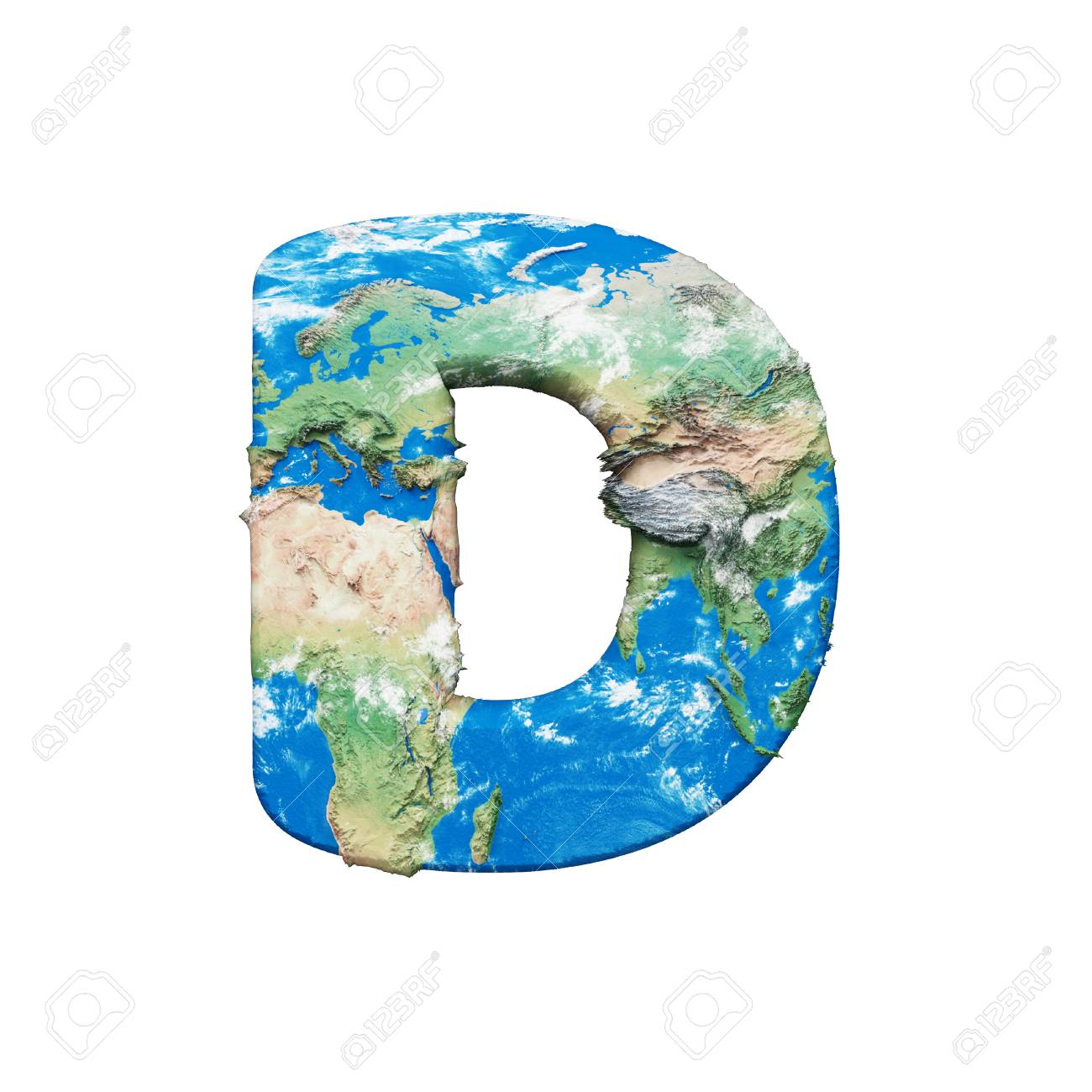 World Earth Globe Alphabet Letter D Uppercase Global Worldwide