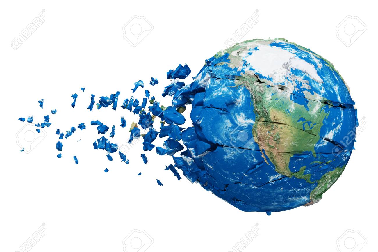 Broken Shattered Planet Earth Globe Isolated On White Background Stock Photo Picture And Royalty Free Image Image 112459854