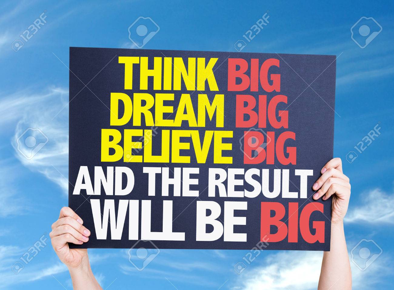 Hande Halten Big Dream Big Glauben Think Big Und Wird Das Ergebnis Big Karte Mit Himmel Im Hintergrund Sein Lizenzfreie Fotos Bilder Und Stock Fotografie Image 54341934