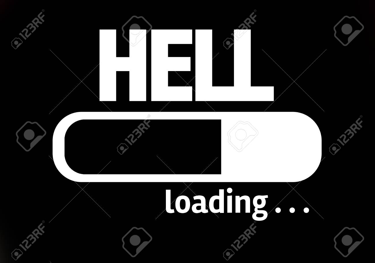 Progress Bar Loading With The Text Hell Stock Photo, Picture And Royalty  Free Image. Image 60233806.