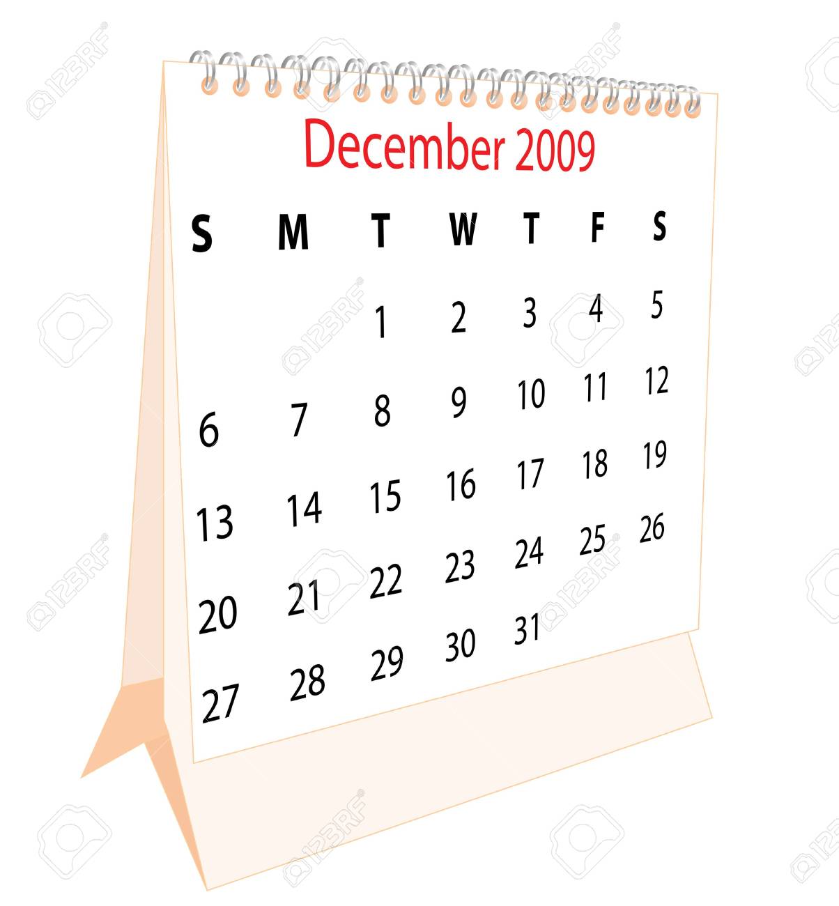 Calendar Of A Desktop 2009 For December Stock Photo, Picture and Royalty  Free Image. Image 3371529.