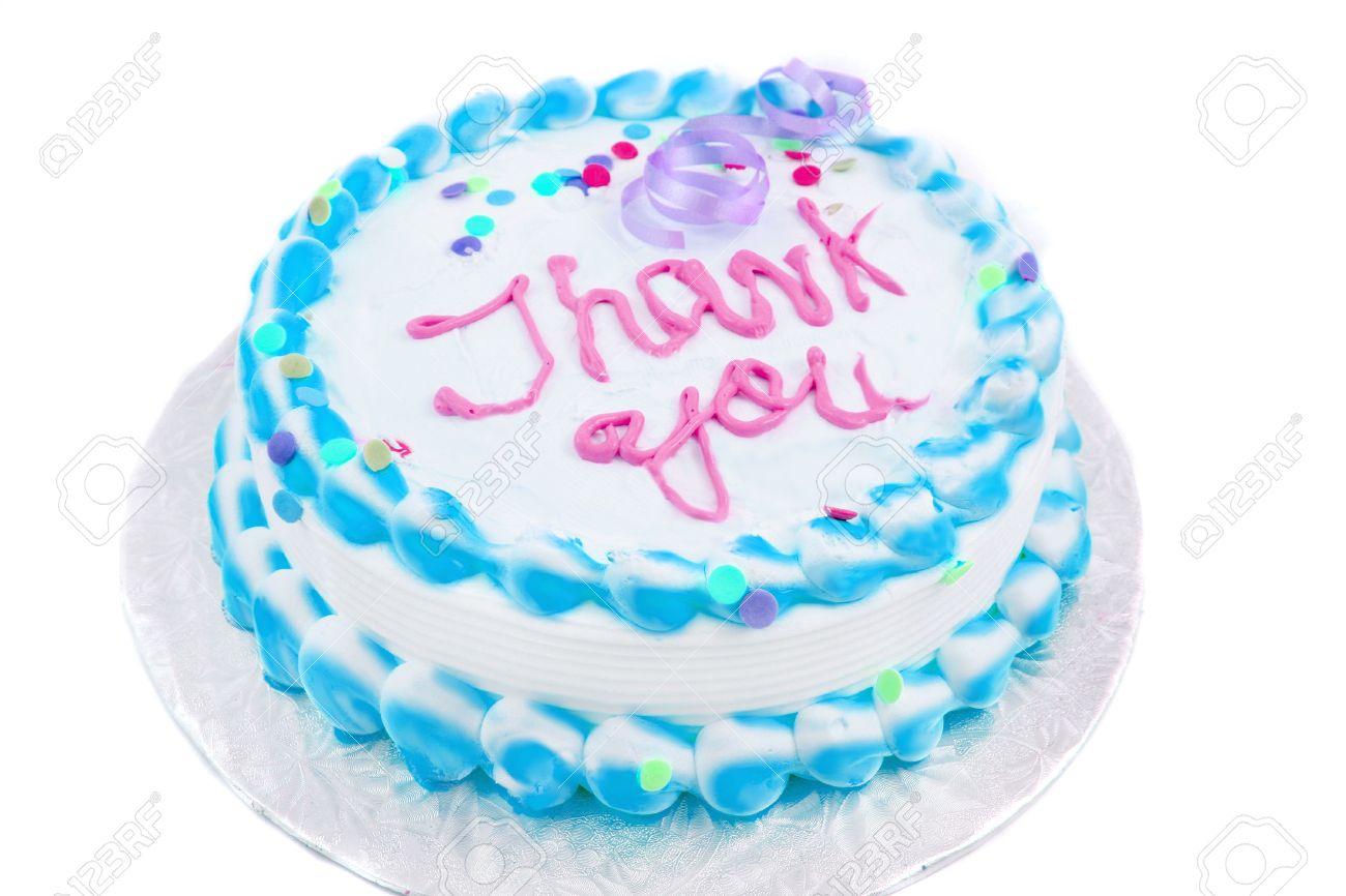 Bleu Et Blanc Givre Gateau De Fete Avec Merci Ecrit En Bleu Sur Fond Blanc Banque D Images Et Photos Libres De Droits Image