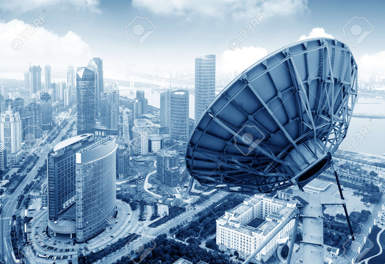 Aerial view of the city and the dish - 43841424 Aerial view of the city and the dish - 43841424