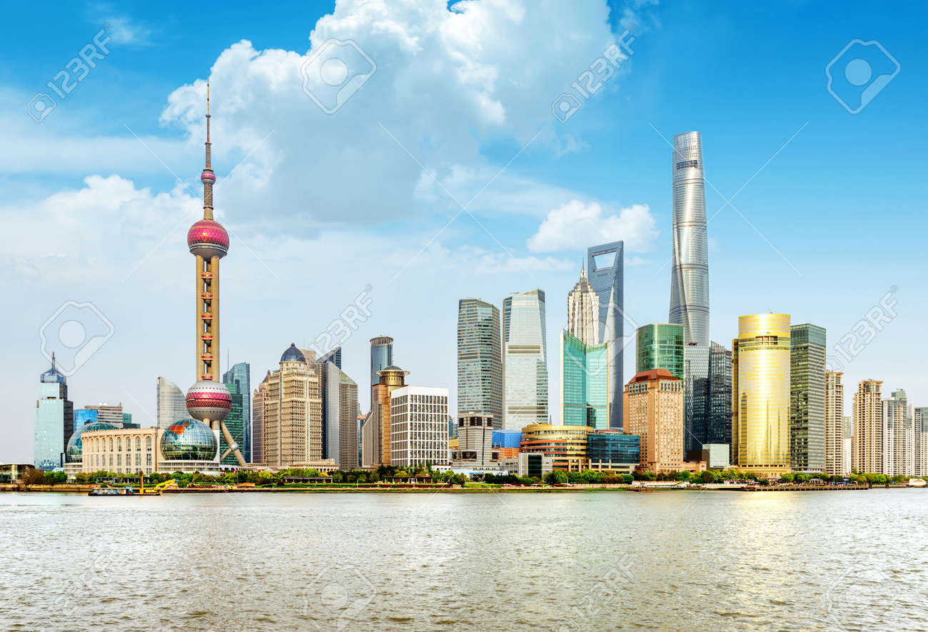 modern city skyline ,shanghai pudong, China. - 46404450 modern city skyline ,shanghai pudong, China. - 46404450