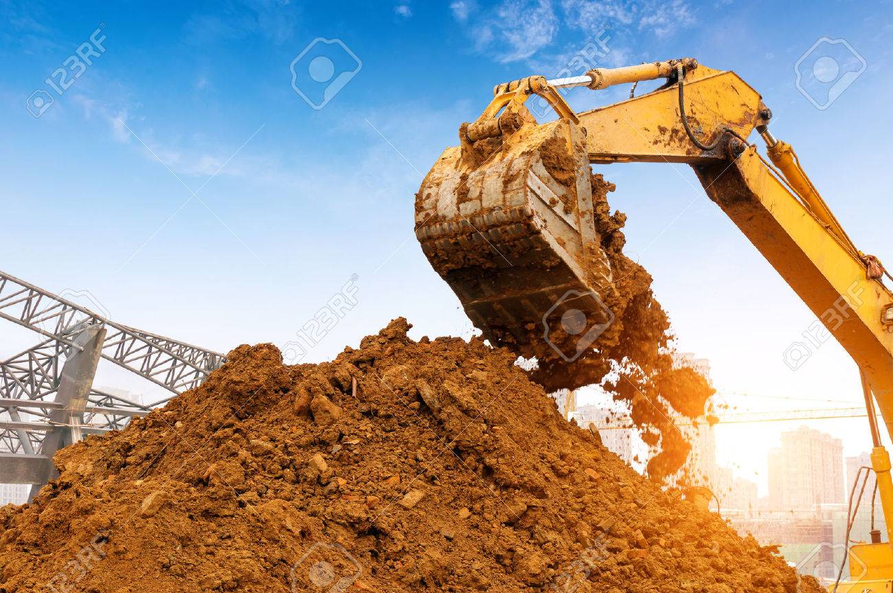 Close-up of a construction site excavator - 54453633 Close-up of a construction site excavator - 54453633