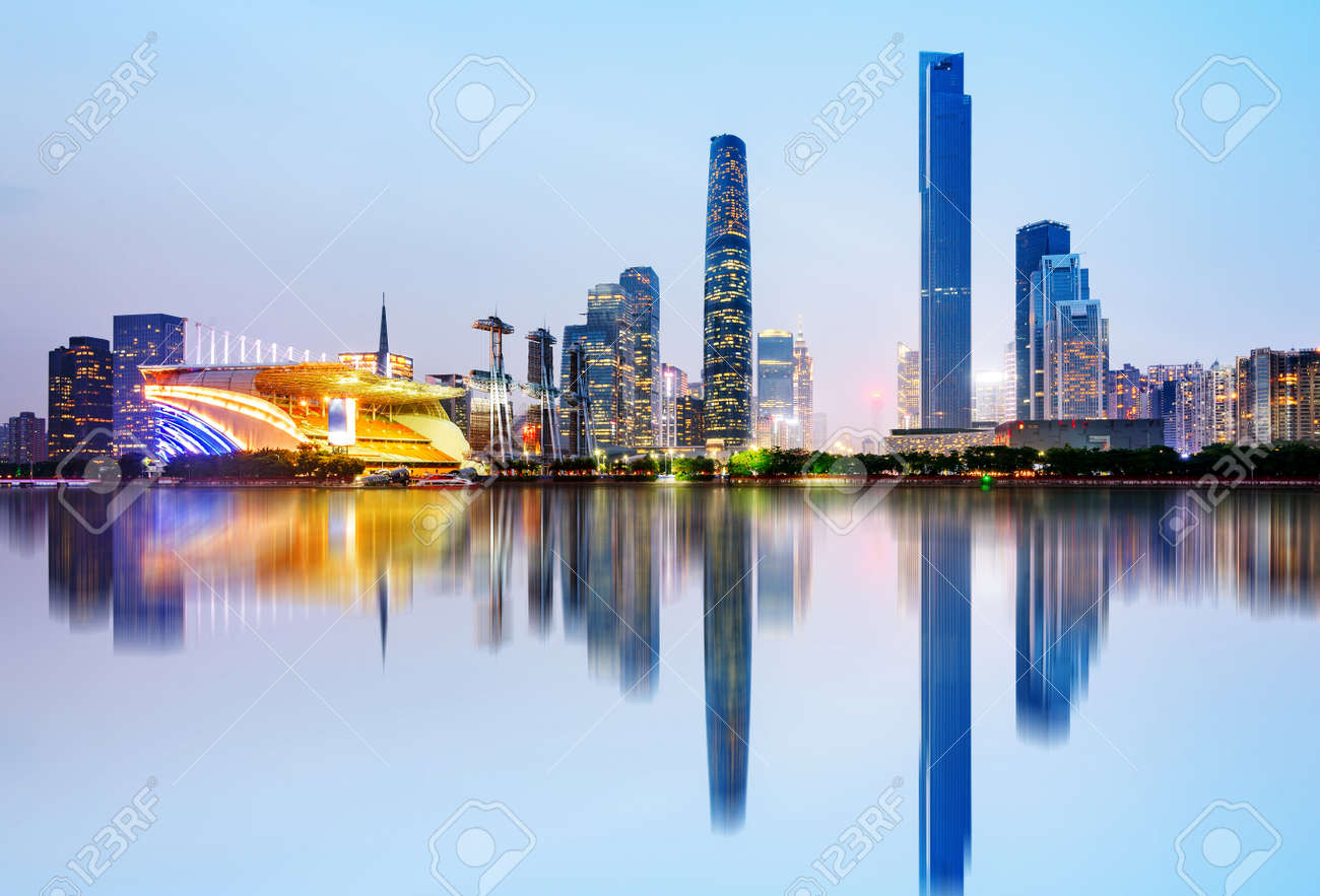 Modern urban night view, Pearl River New City, Guangzhou, China - 66135055 Modern urban night view, Pearl River New City, Guangzhou, China - 66135055