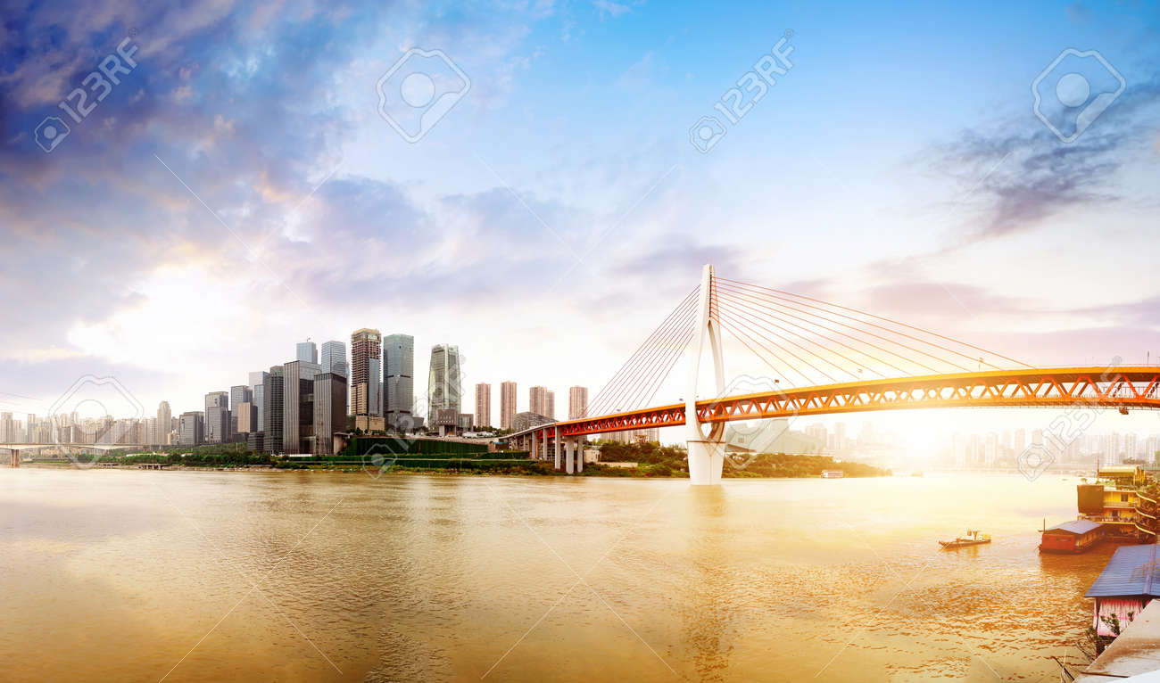 Twilight moment, the modern buildings in the Yangtze River, Chongqing, China. - 89830557 Twilight moment, the modern buildings in the Yangtze River, Chongqing, China. - 89830557