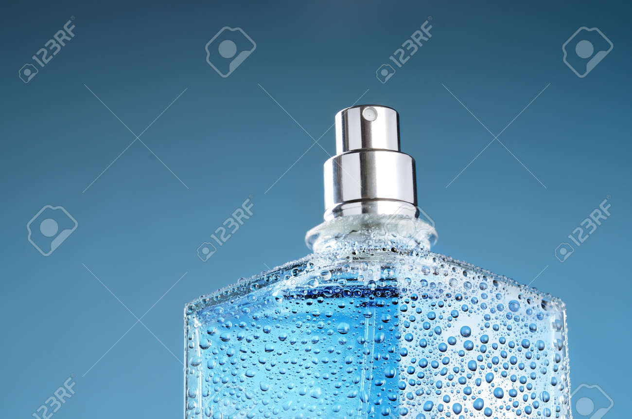 perfume in blue bottle