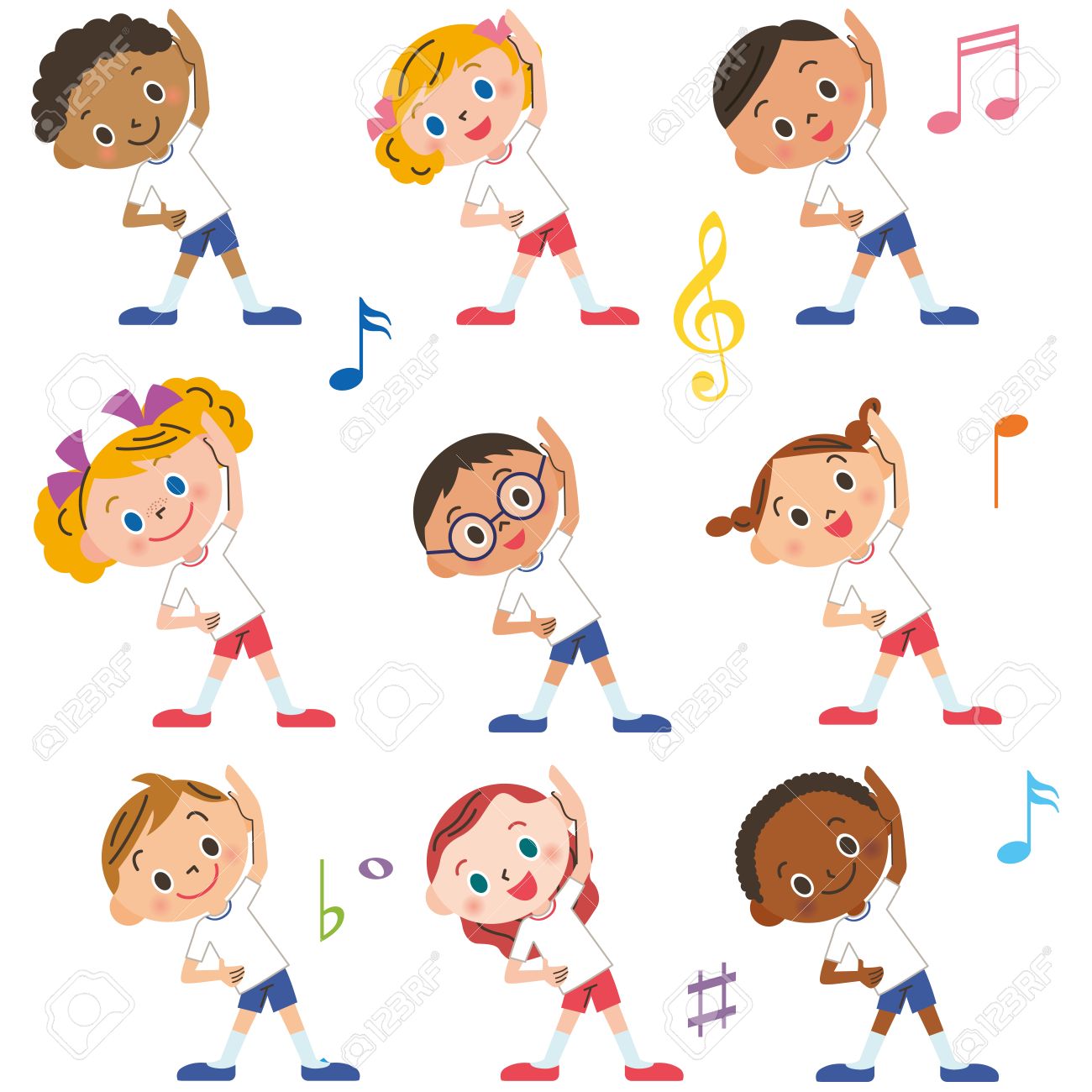 Children Do A Warm Up Royalty Free Cliparts Vectors And Stock Illustration Image