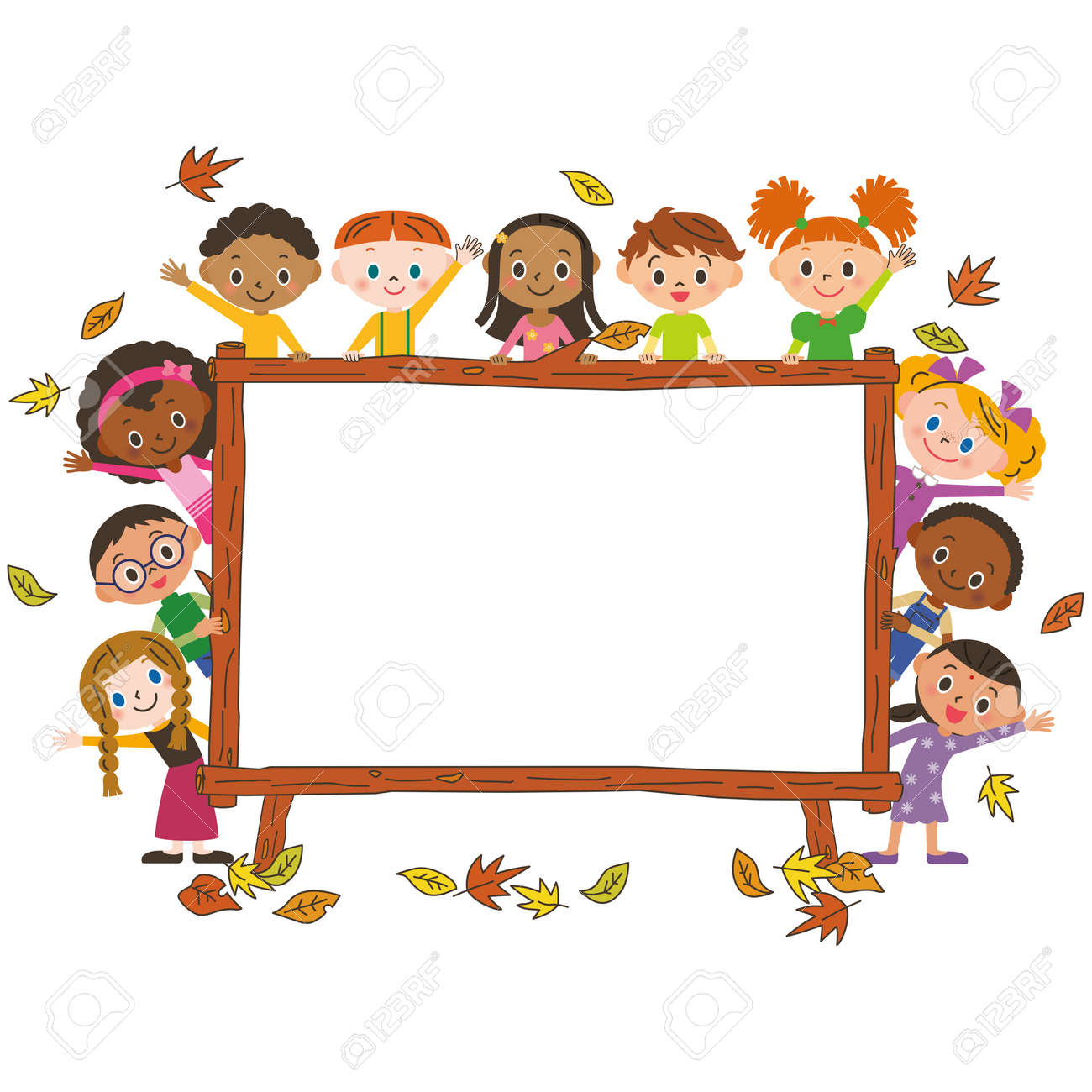 autumn frame and children