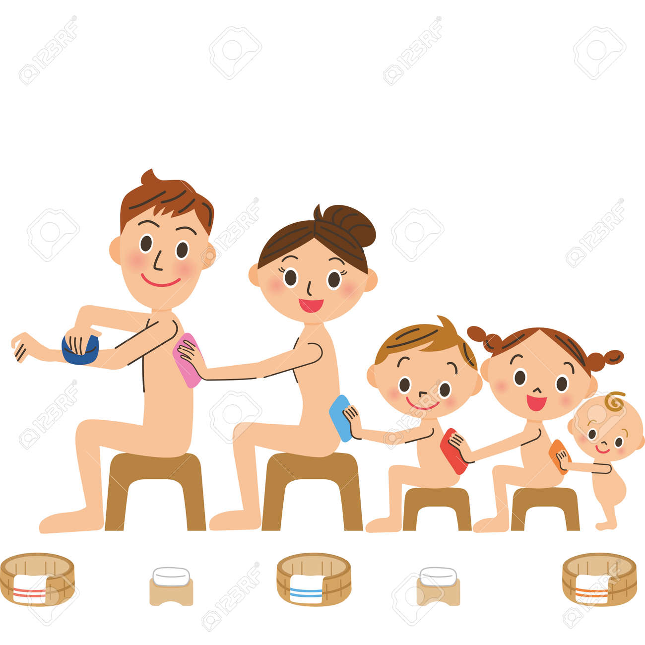 Bano Y Familia Ilustraciones Vectoriales Clip Art Vectorizado Libre De Derechos Image