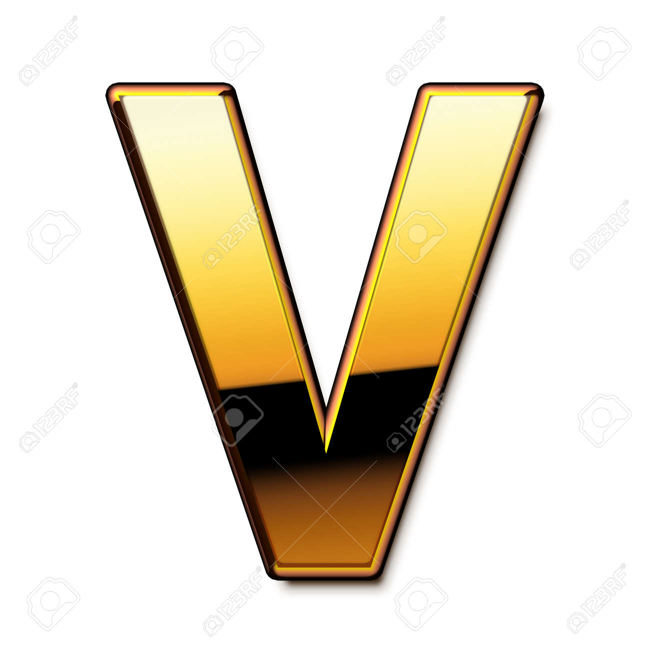 Gold Letter V Isolated Stock Photo, Picture and Royalty Free Image. Image  21651545.