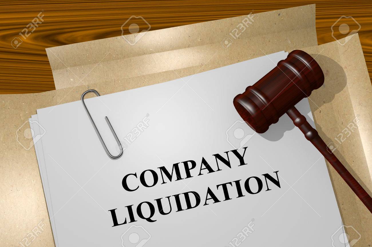 Render illustration of Company Liquidation Title On Legal Documents - 48603765 Render illustration of Company Liquidation Title On Legal Documents - 48603765