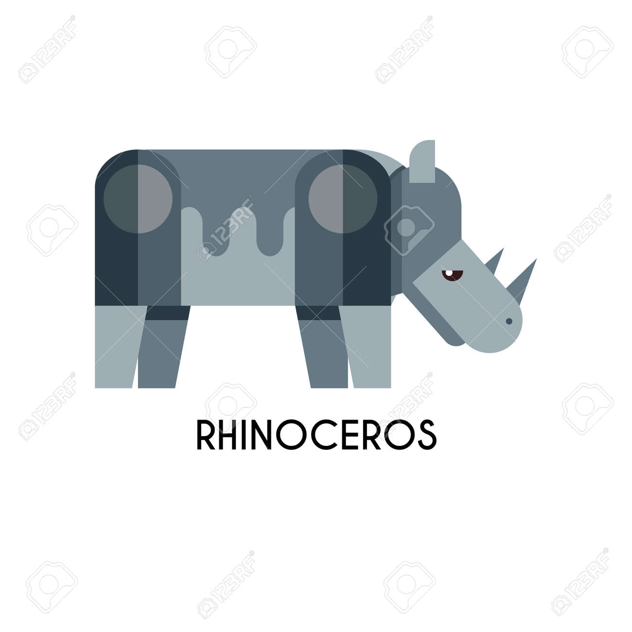 rhino made in unique geometrical flat style flat design template