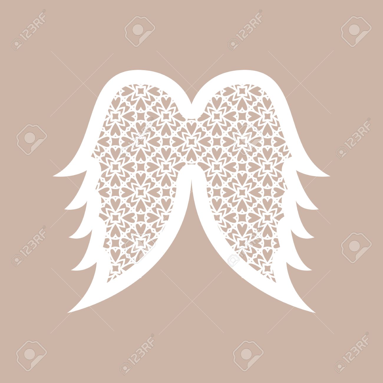 christmas angel wings with geometric pattern laser cutting template