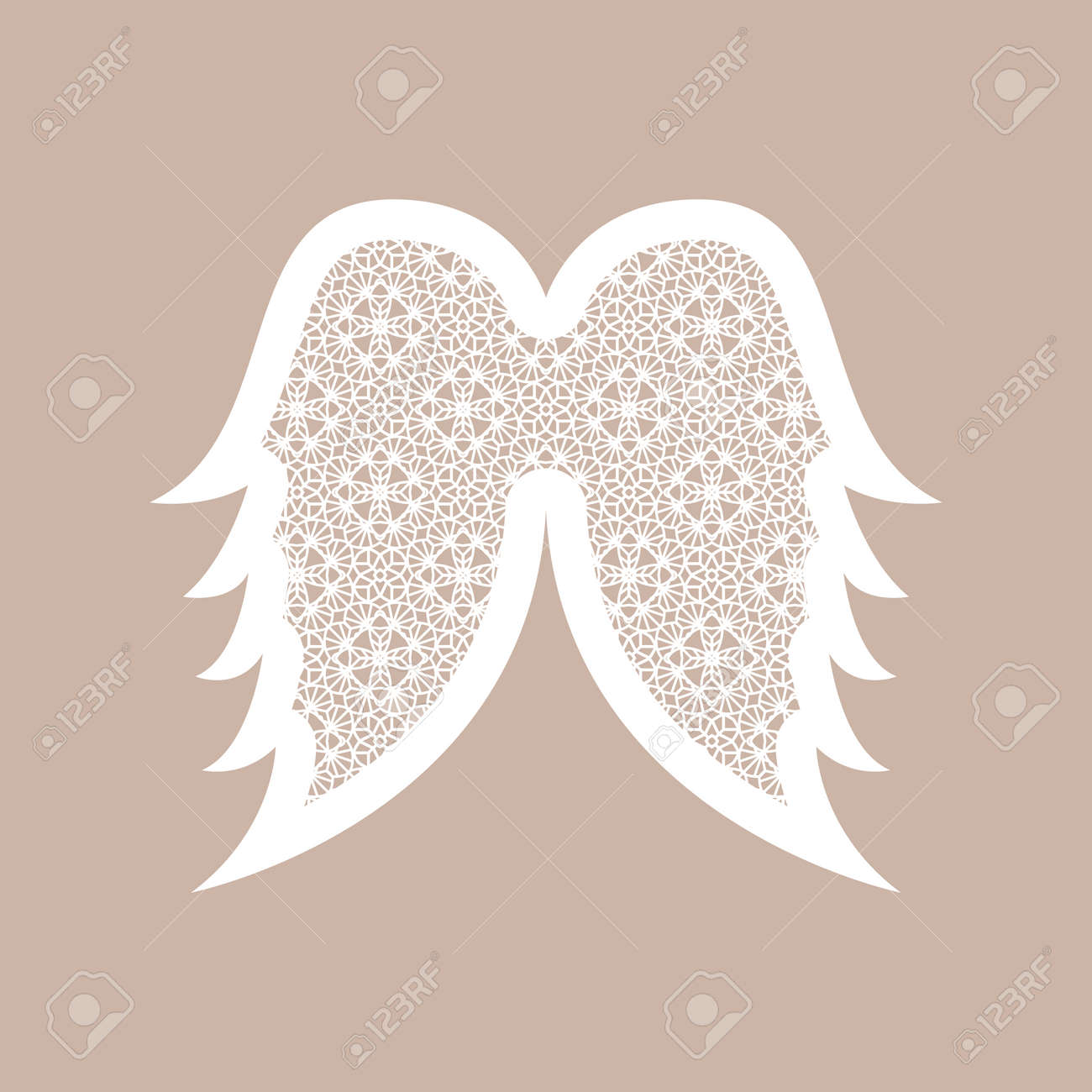 christmas angel wings with geometric pattern laser cutting template