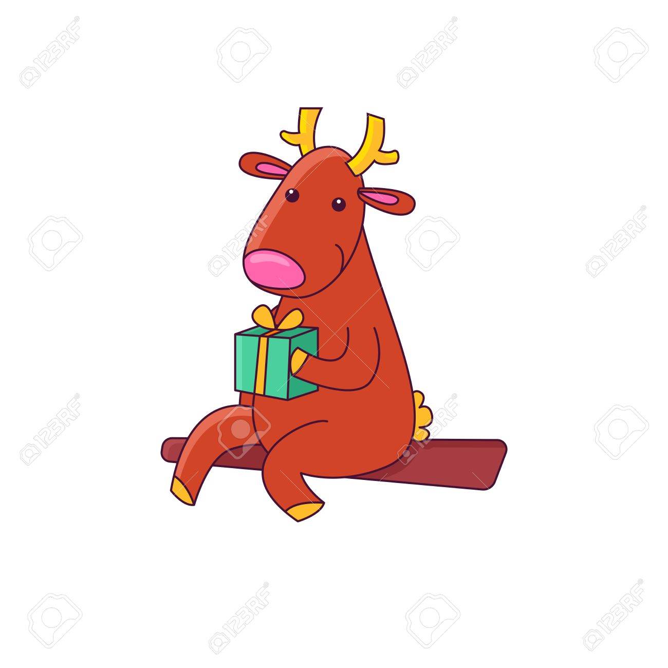 トナカイ クリスマス文字のベクター イラストです 白い背景に分離の トナカイ クリスマス文字のベクター イラストです 白い背景に分離の