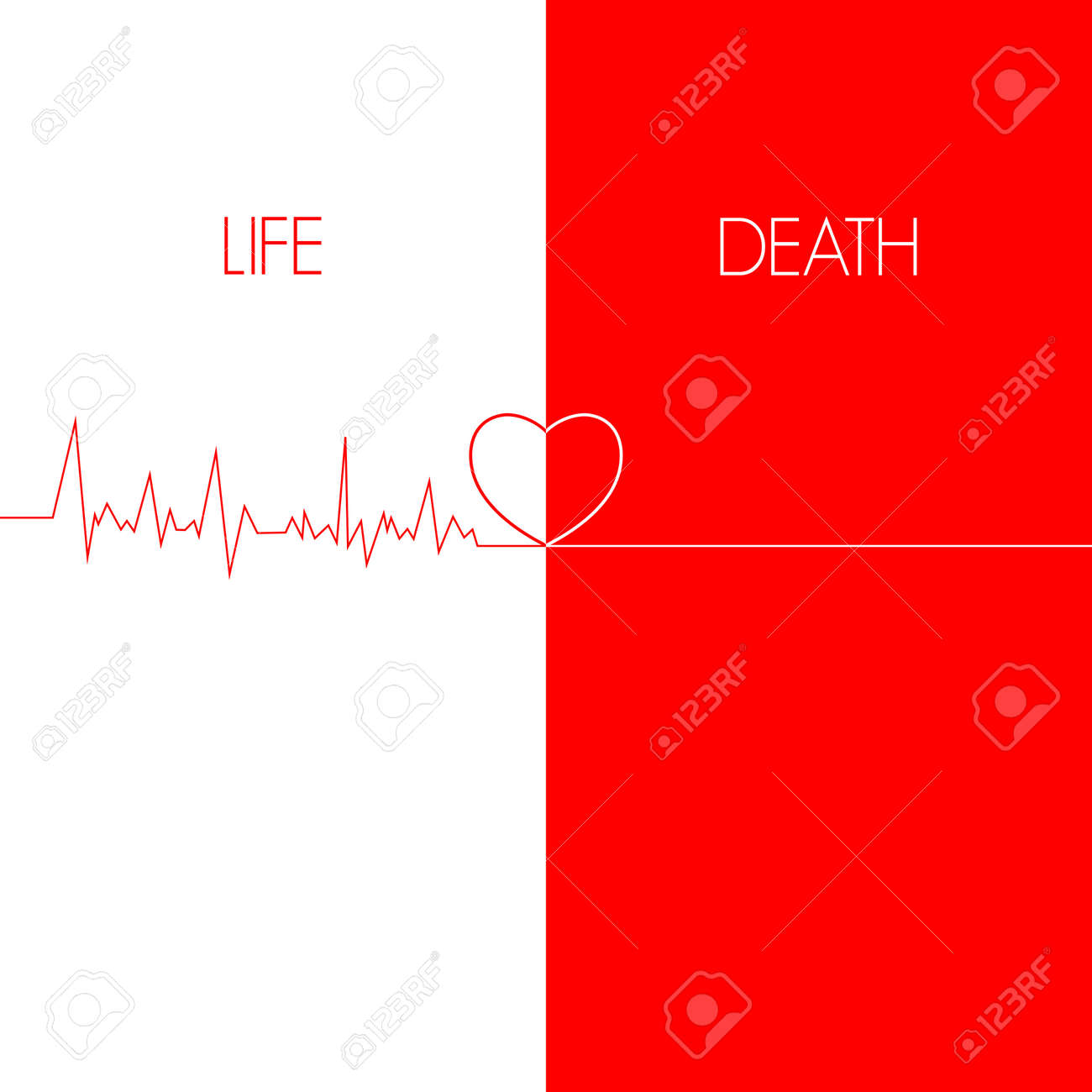 生命の死 Ekg 赤線心図 のイラスト素材 ベクタ Image