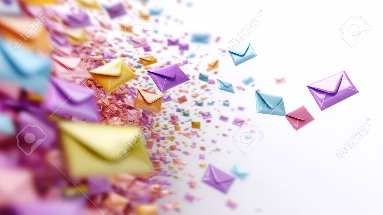 A visually appealing representation of colorful envelopes floating in the air, symbolizing modern communication and the dynamic nature of digital interaction. Ideal for marketing purposes. - 257540312 A visually appealing representation of colorful envelopes floating in the air, symbolizing modern communication and the dynamic nature of digital interaction. Ideal for marketing purposes. - 257540312