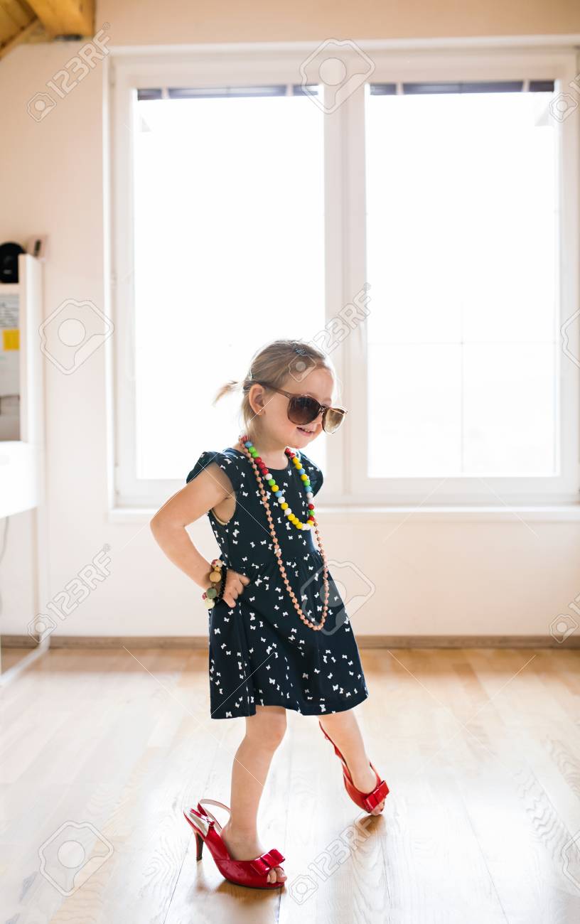 little girl red high heels