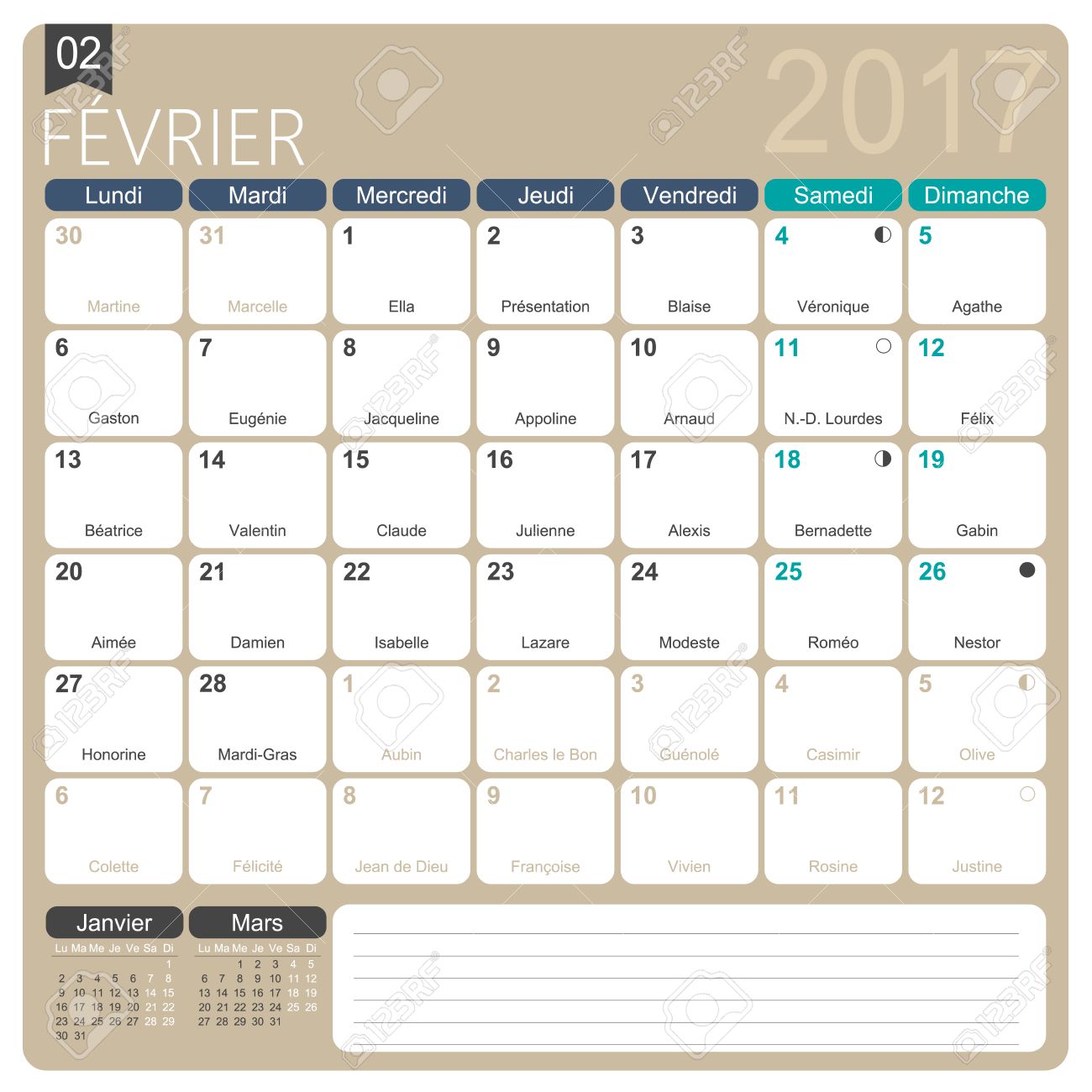 february 2017 french printable