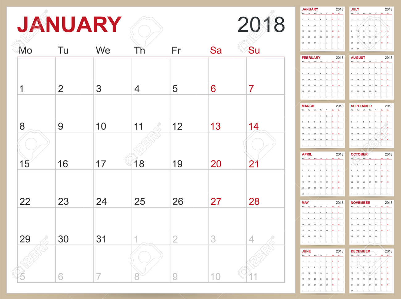 printable calendar weekly 2018