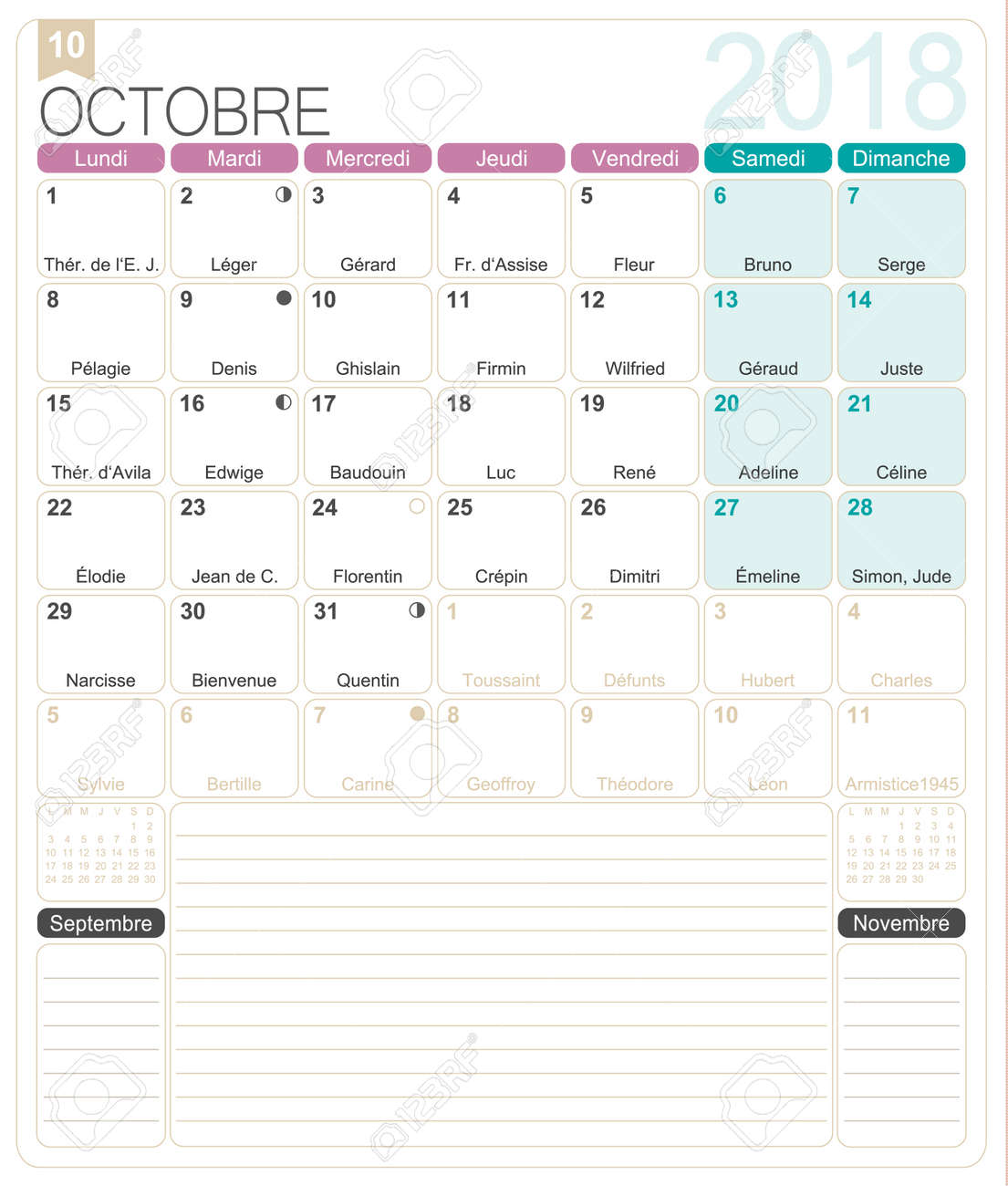 calendar template october 2018