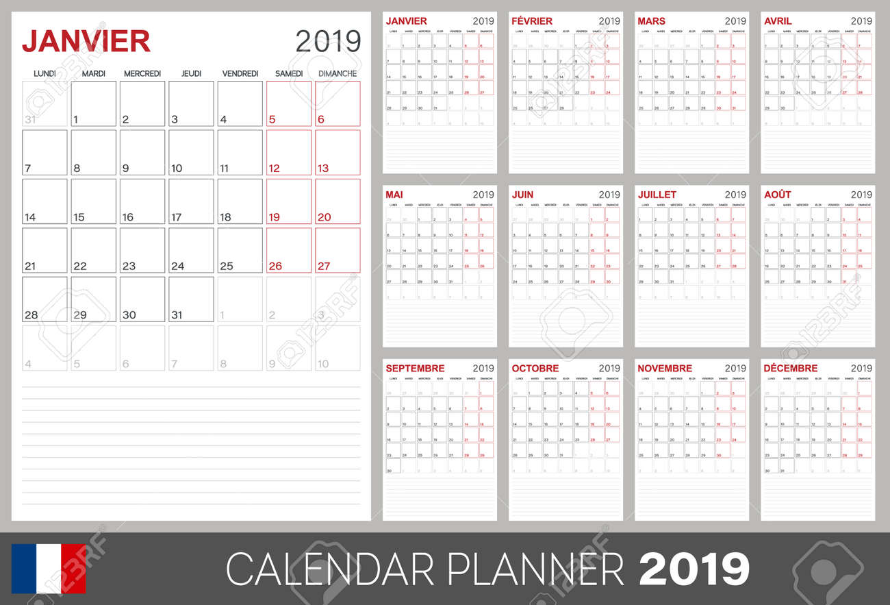 french calendar 2019 french calendar planner 2019 week of monday 12 month planner 2019