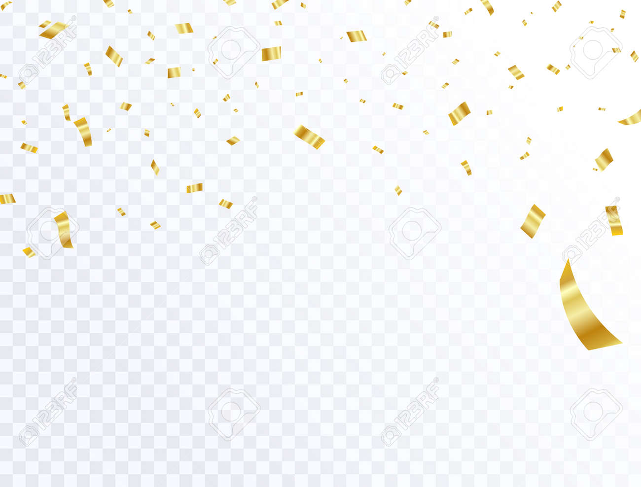 celebration background template with confetti and gold ribbons