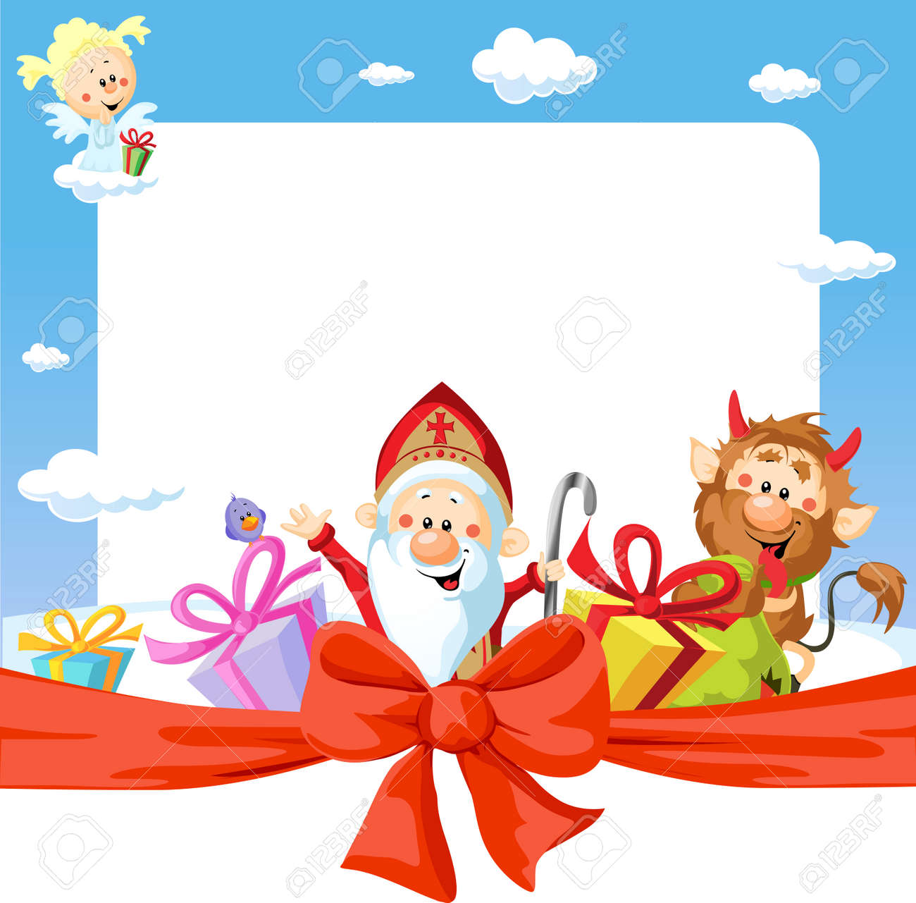 saint nicholas frame - funny vector background illustration - 34680259 saint nicholas frame - funny vector background illustration - 34680259