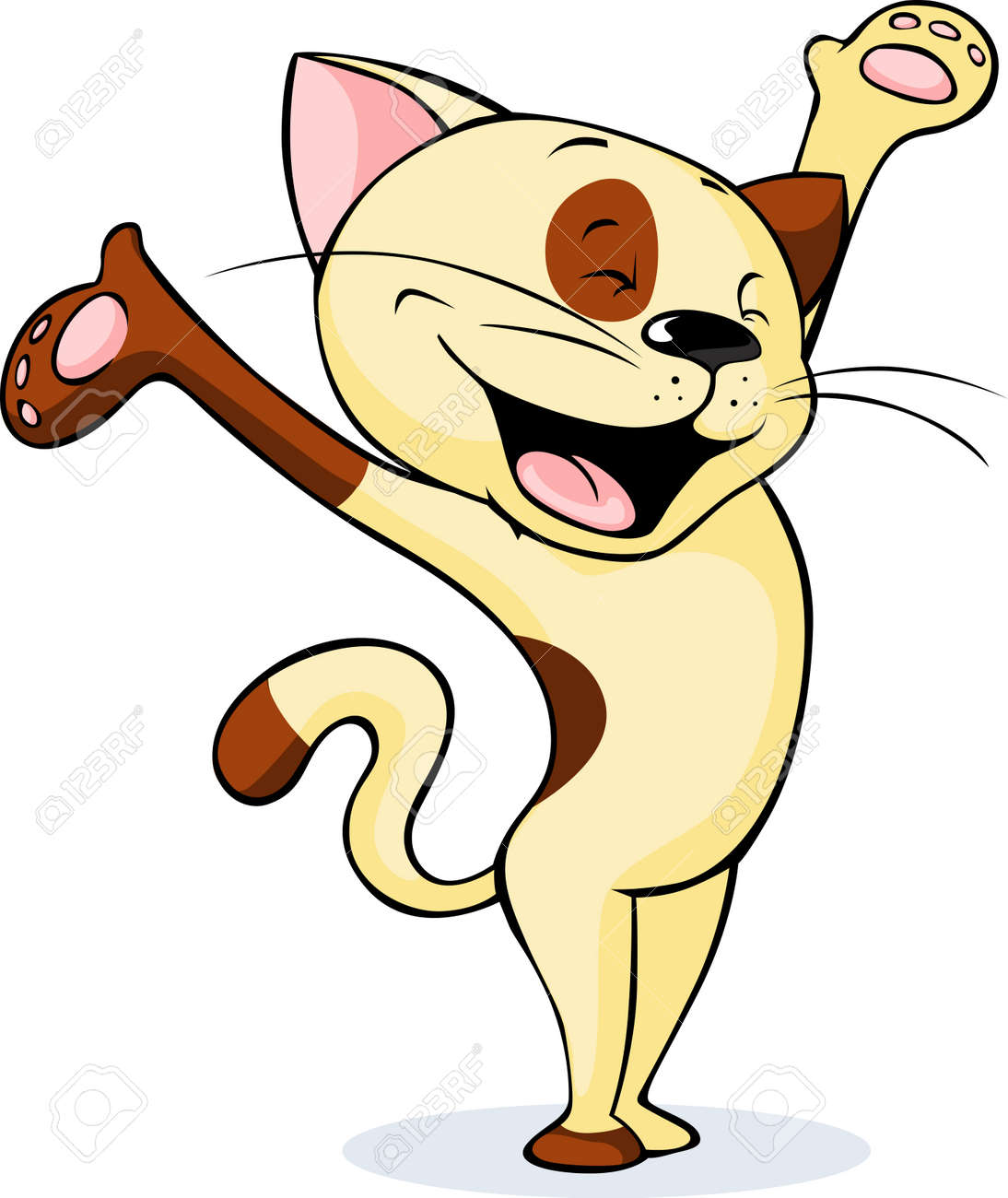 白 イラストで隔離眠猫ストレッチのイラスト素材 ベクタ Image