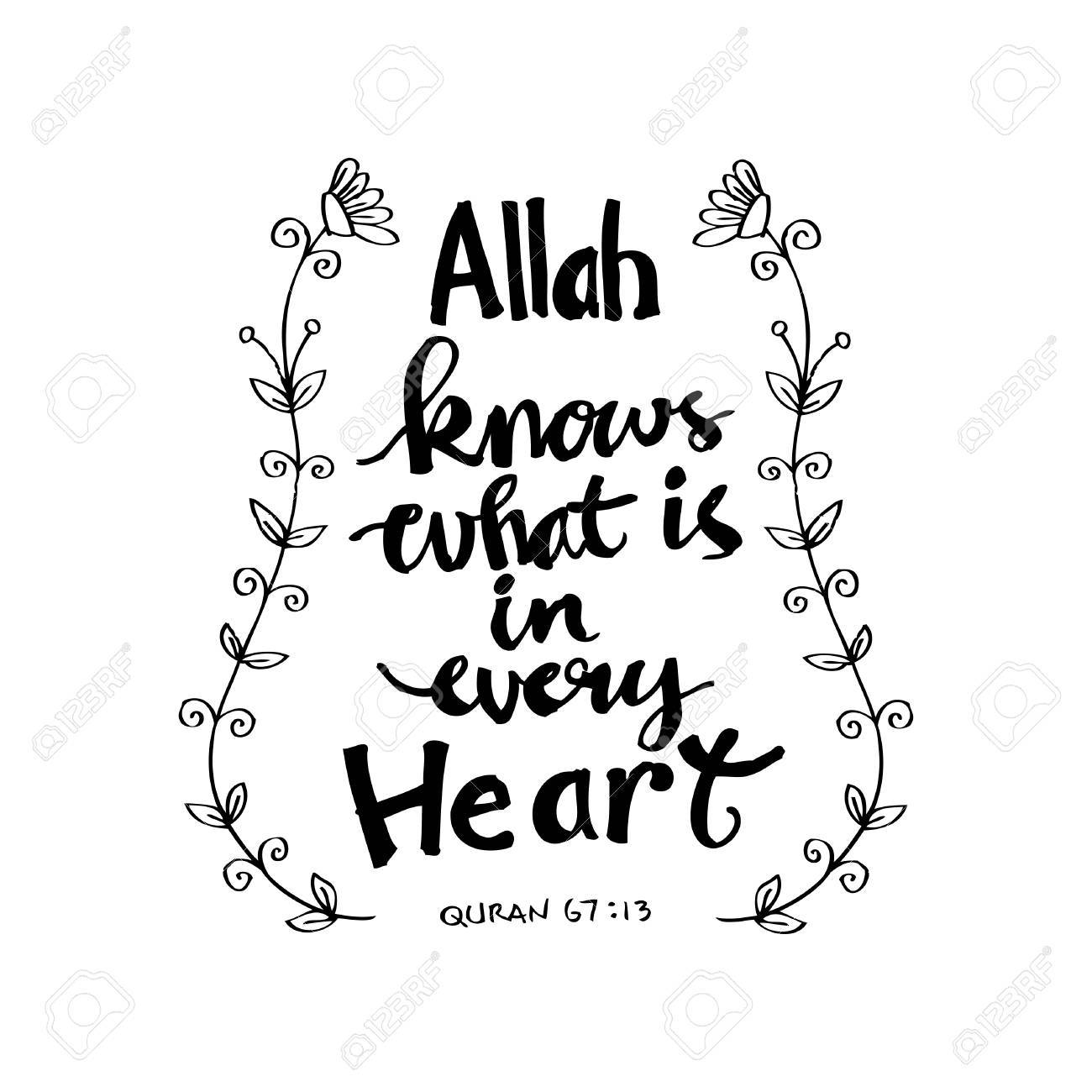 Allah Knows What Is In Every Heart. Islamic Quran Quotes Royalty ...