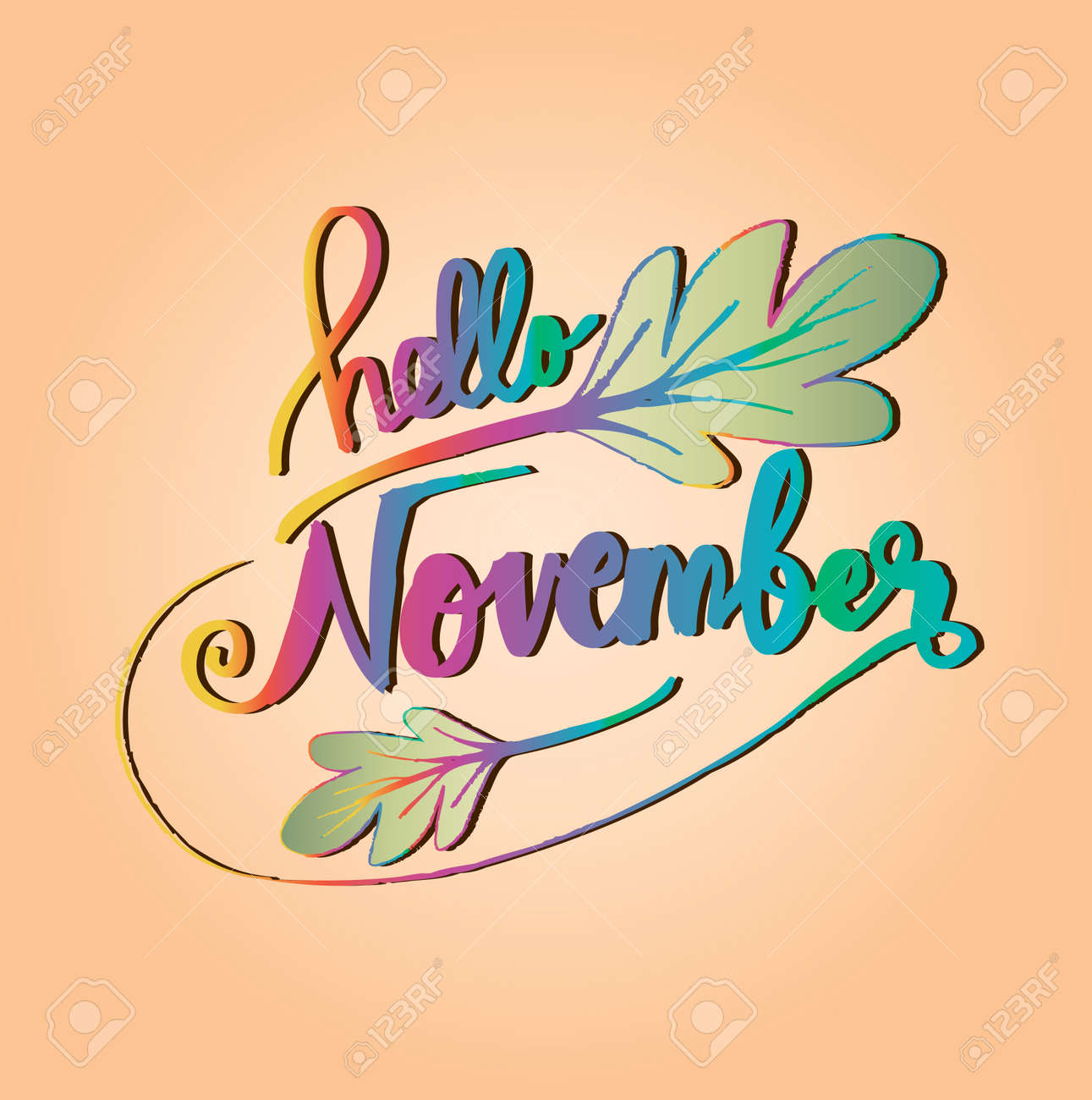 hello november modern brush lettering royalty free cliparts